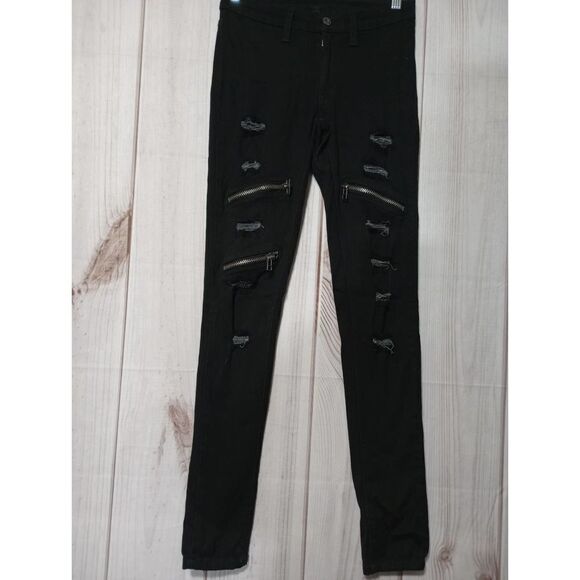 Carmar Jeans Ladies‎ 26 Distressed Zipper Biker - Picture 1 of 9